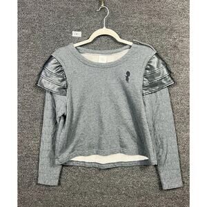 Disney Edna Mode Embroidered Faux Leather Sleeve Pullover Sweater Sz M Dark Gray